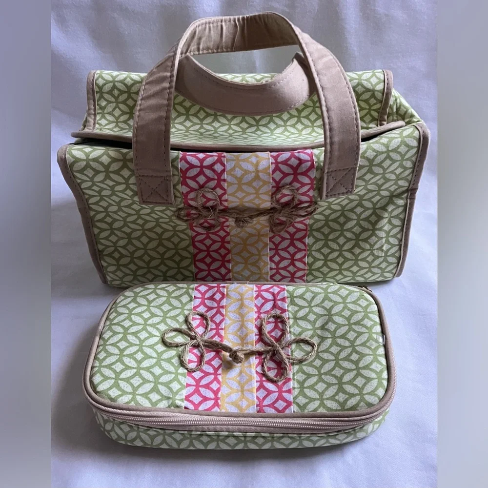 ONCE UPON A Rose Green Patterned Cosmetic Bag Set(2)